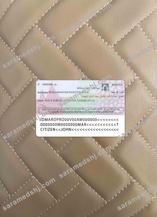 Morocco registration card photolook BACK
